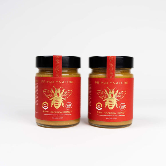 Primal By Nature Glass Jar Genuine 100% Pure Manuka Honey UMF10+ MGO263+ 400g x 2 Jars